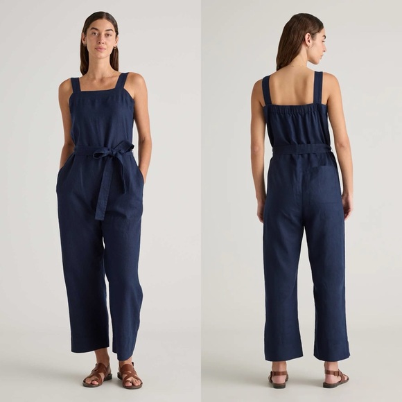 Quince Pants - Quince NWT Deep Navy Blue Square Neck Linen Jumpsuit - XL